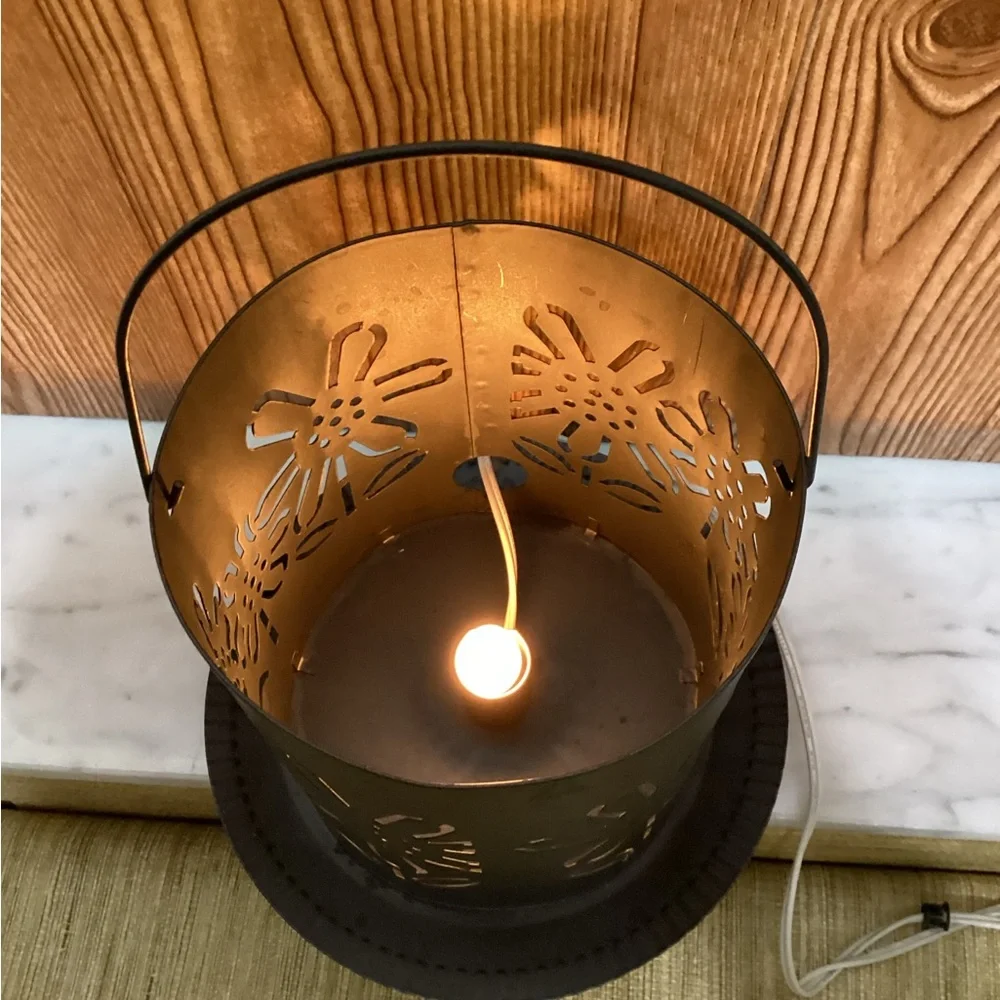 Black Floral Cutout Metal Lantern - Home Accents